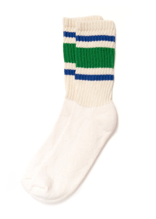 The Retro Stripe Sock - Green and Blue