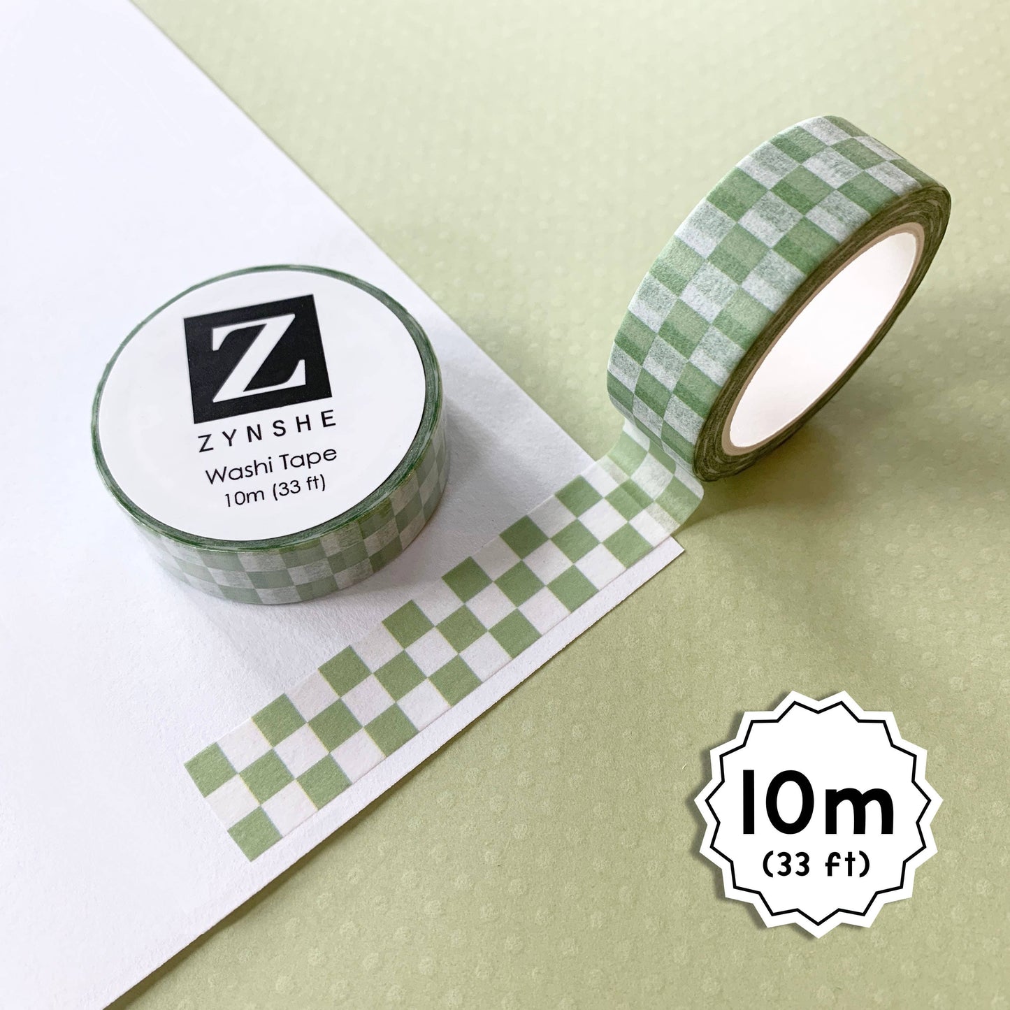 Washi Tape - Green Checkerboard